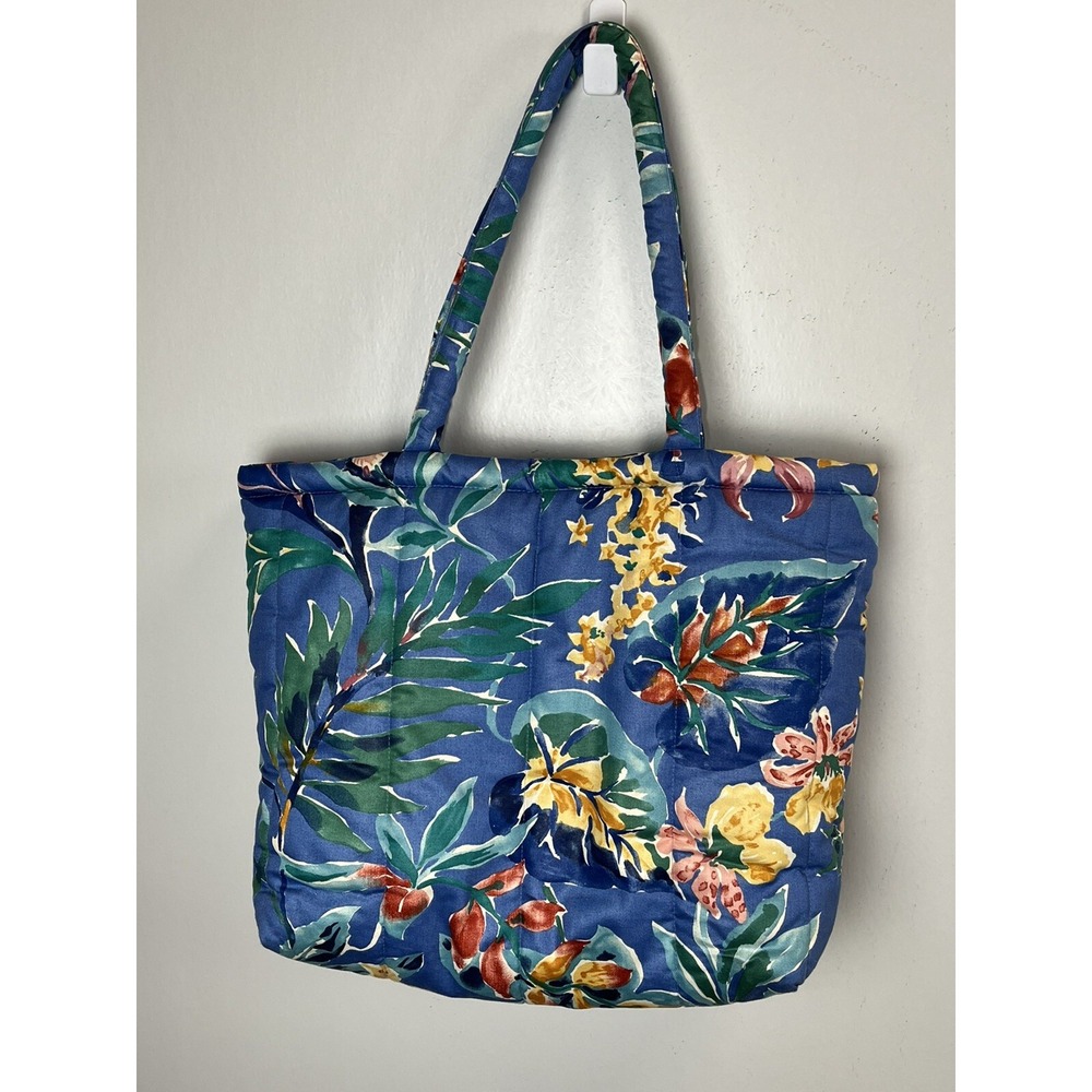 Unbranded Vintage Large Floral Quilt Style Bag Tote VGUC Knitting Bag
